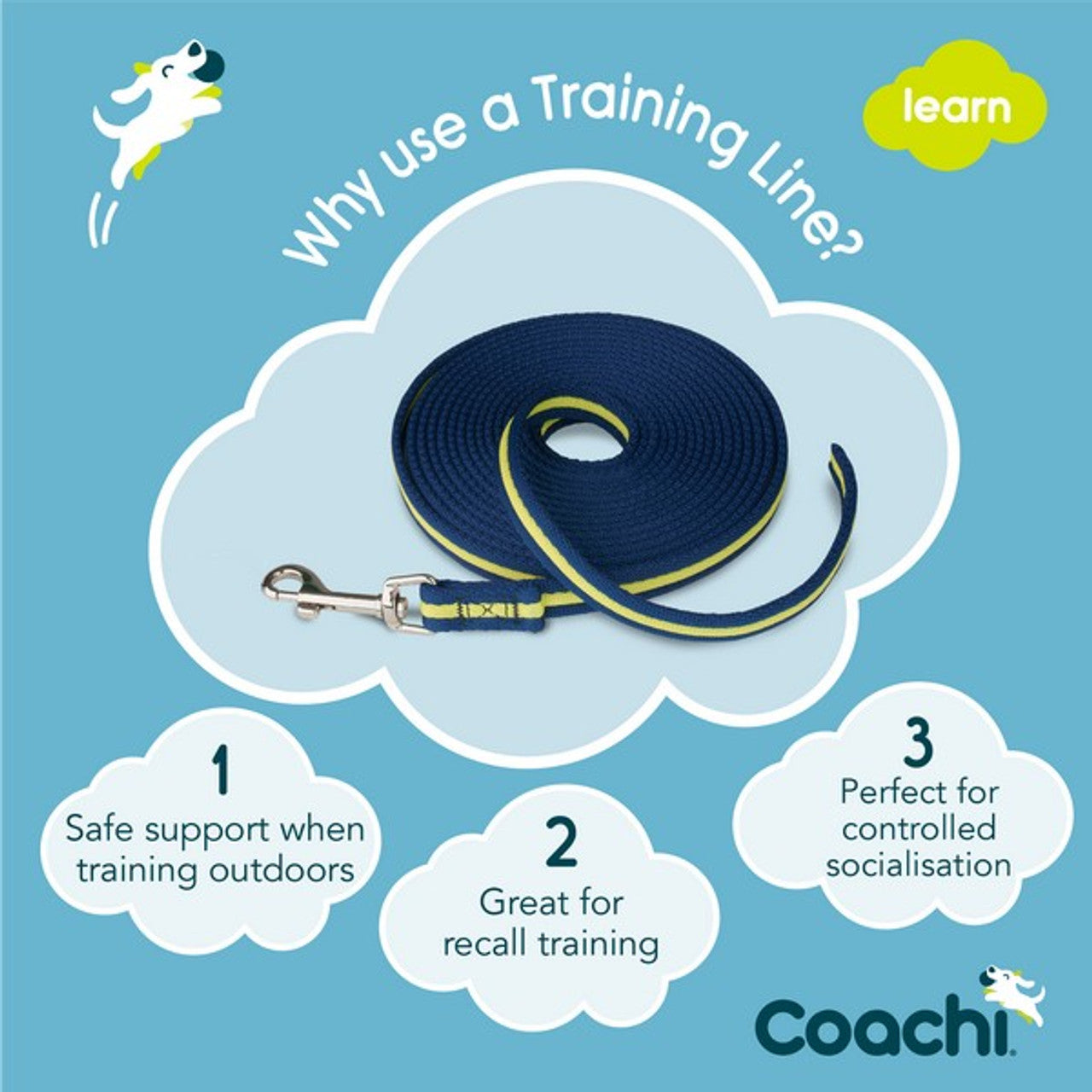 Company of Animals Coachi Training Line Navy & Lime 5m