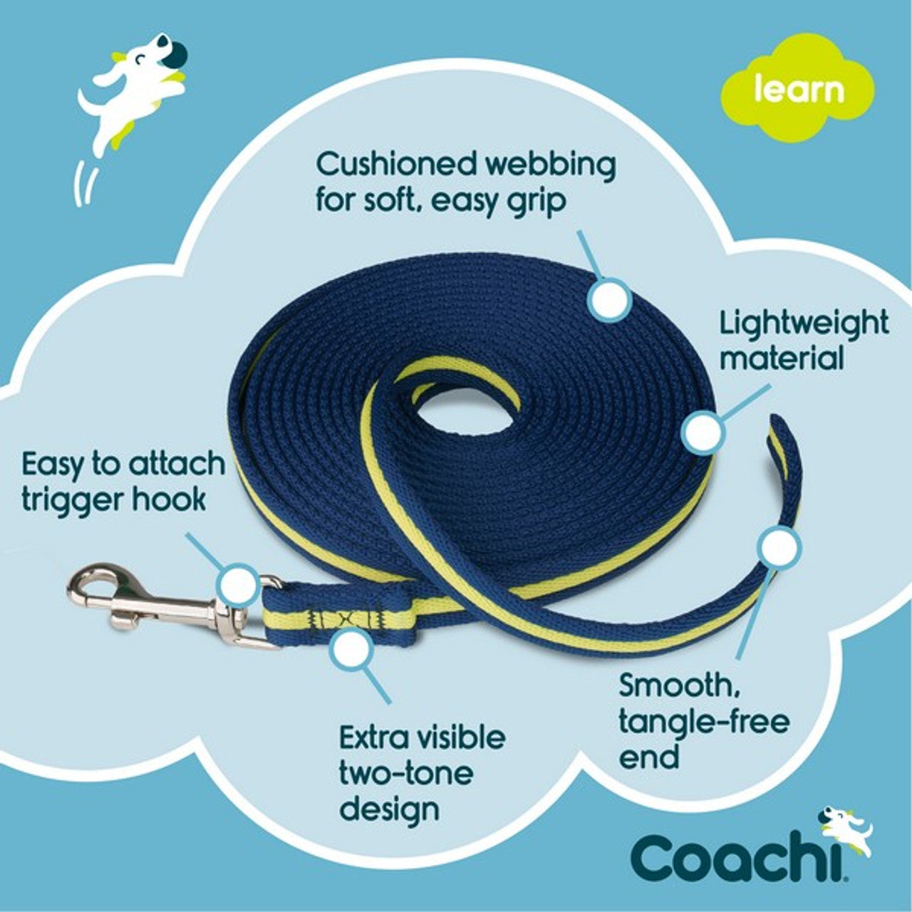 Company of Animals Coachi Training Line Navy & Lime 5m