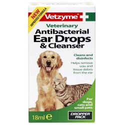Vetzyme Antibacterial & Cleansing Ear Drops 18ml