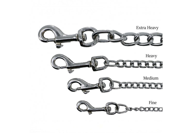 Ancol Leather Chain Lead - 87cm Fine Chain