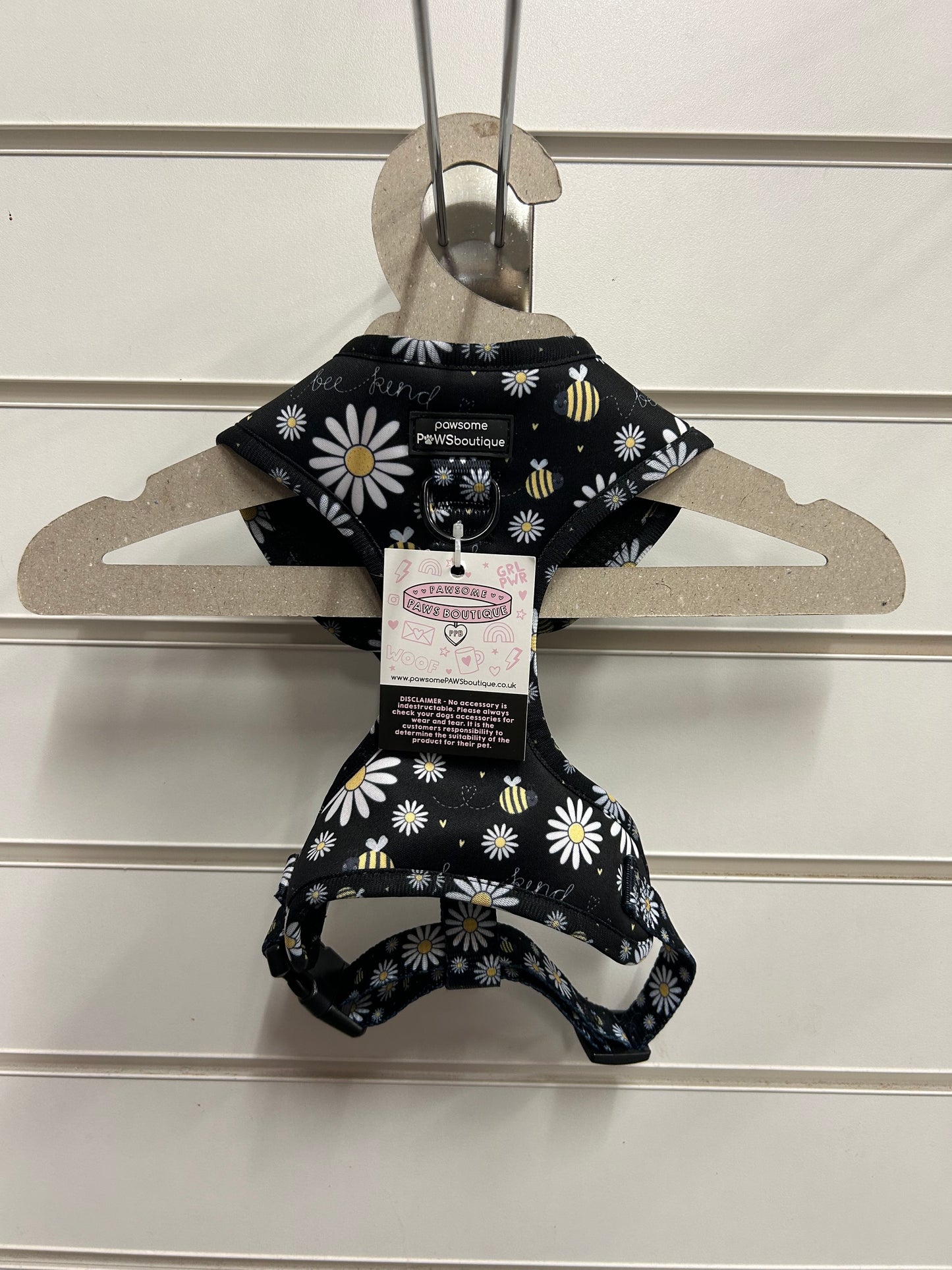 Pawsome Paws Boutique Bee Kind Black Adjustable Harness