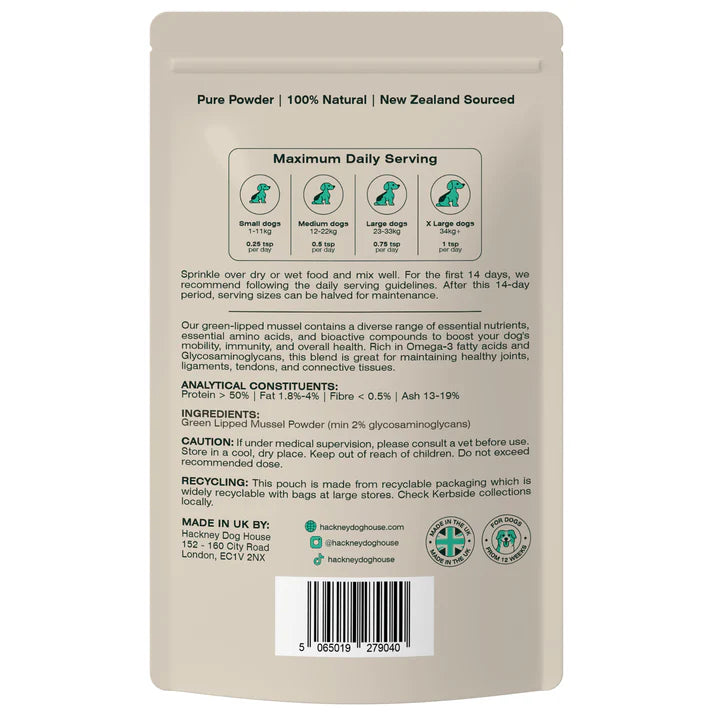 Hackney Dog House Green Lipped Mussel 100g