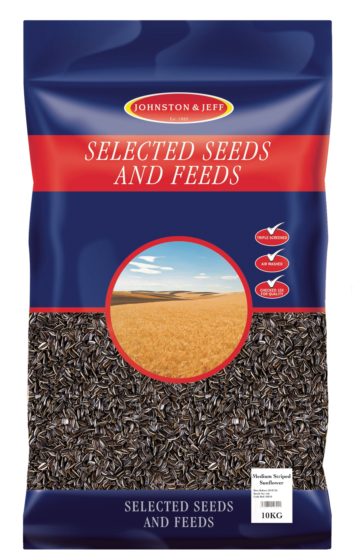 Johnston & Jeff Medium Striped Sunflower Seeds 10kg