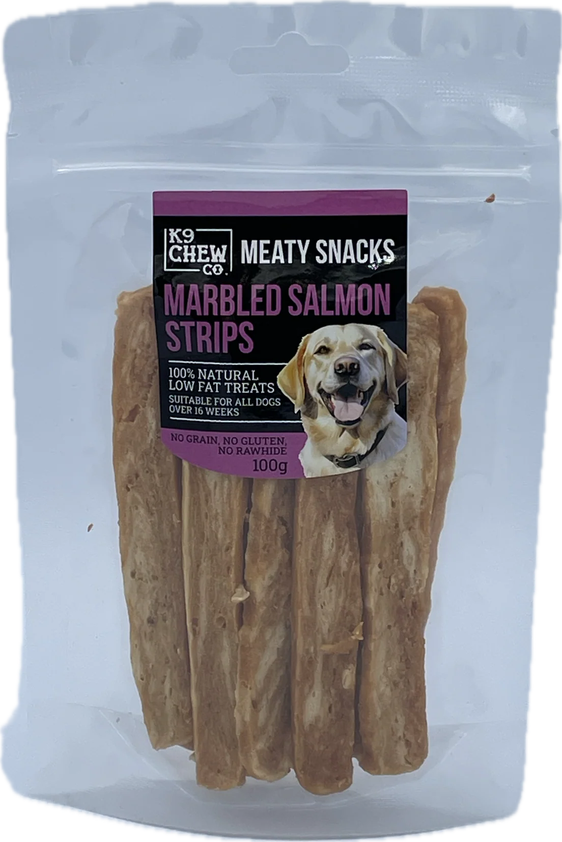 K9 Chew Co. Meaty Snacks Marbled Salmon Strips 100g