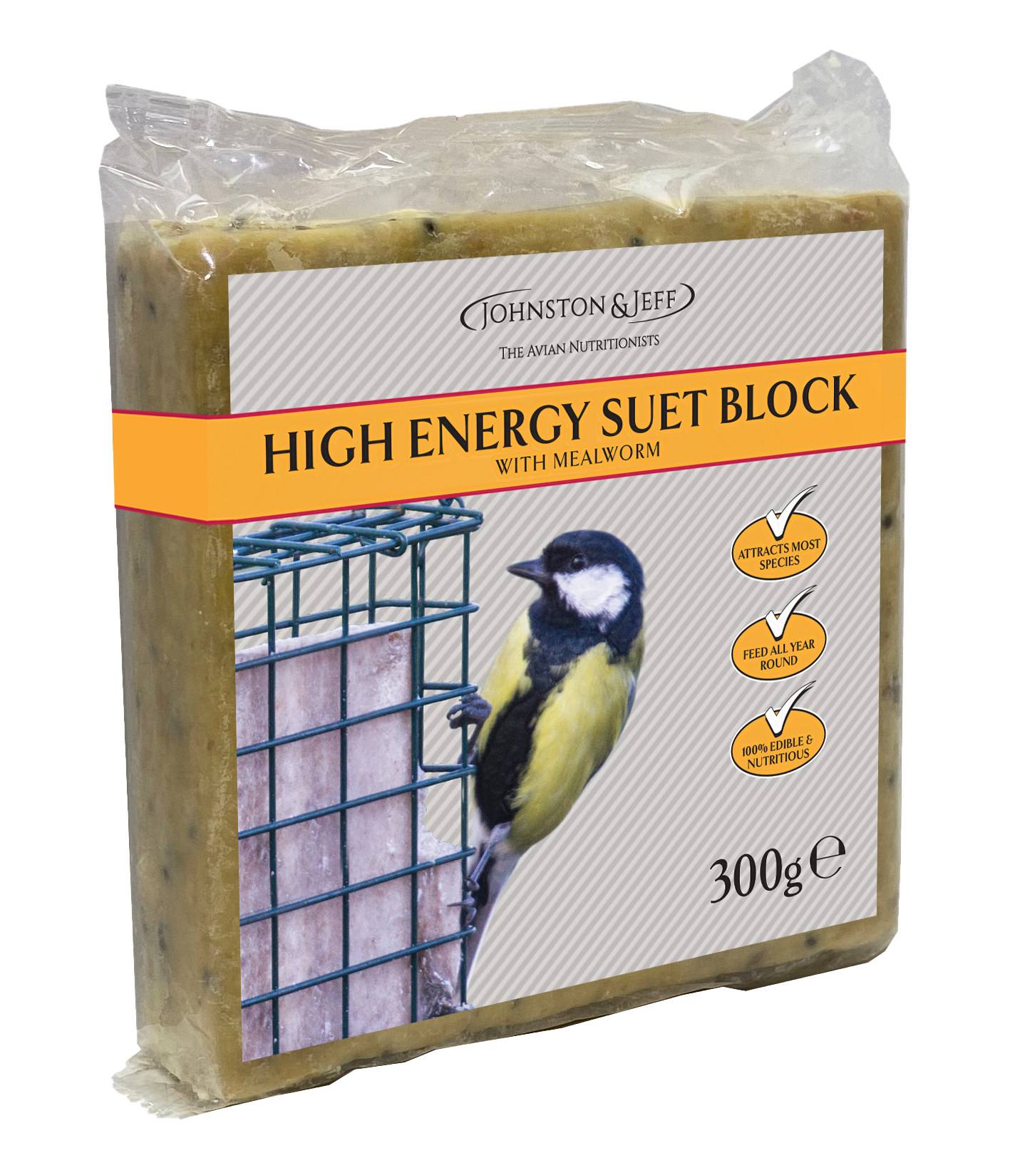 Johnston & Jeff Suet Block with Mealworms 300g