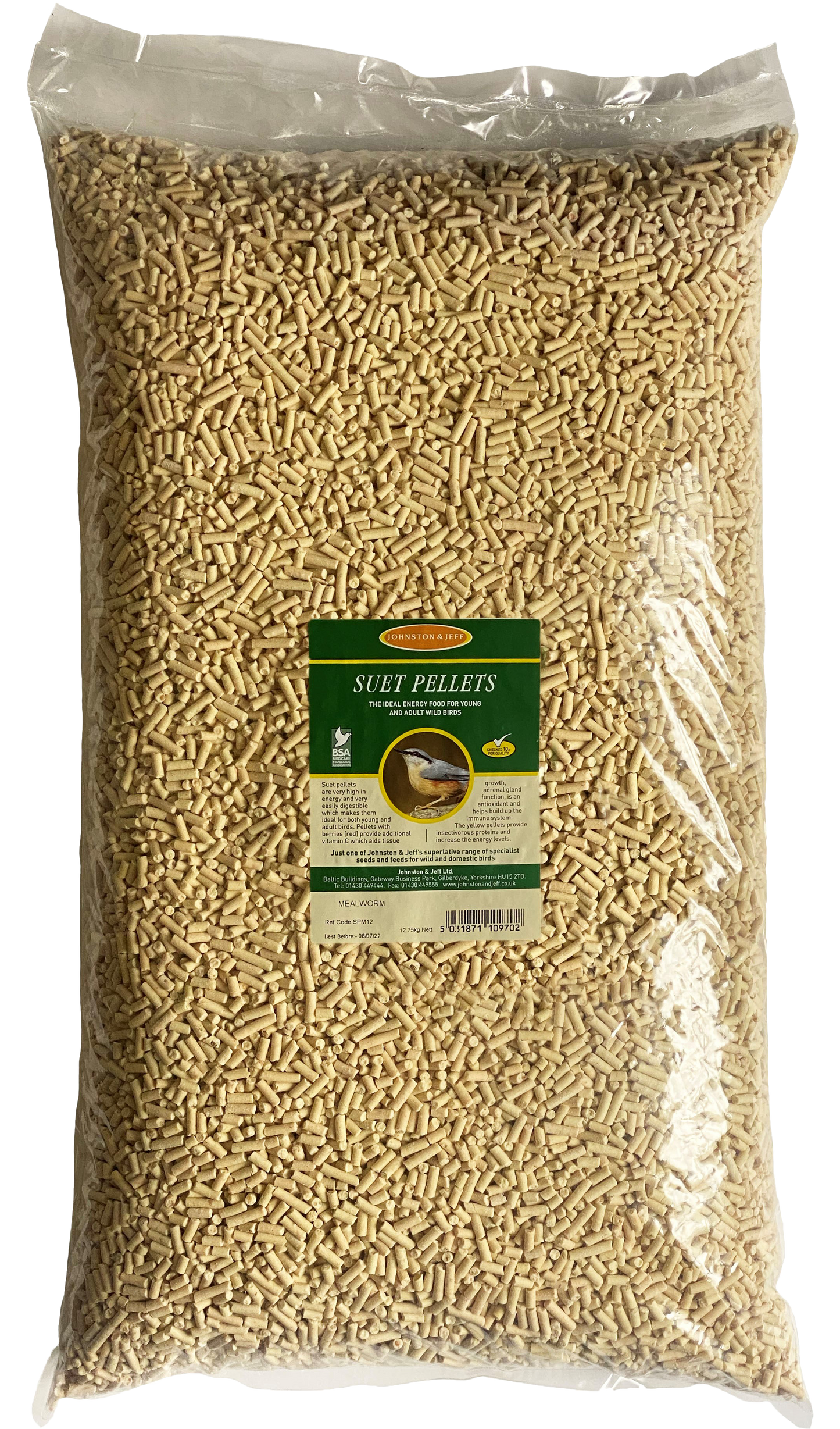 Johnston & Jeff Suet Pellets with Mealworm 12.75kg
