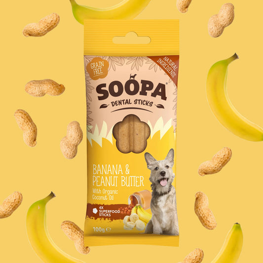 Soopa Banana & Peanut Butter Dental Sticks 100g