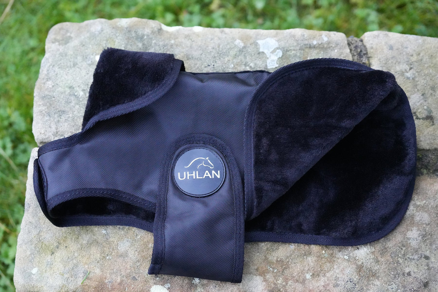 Uhlan Black Waterproof Dog Coat Faux Fur Lined - Extra Large