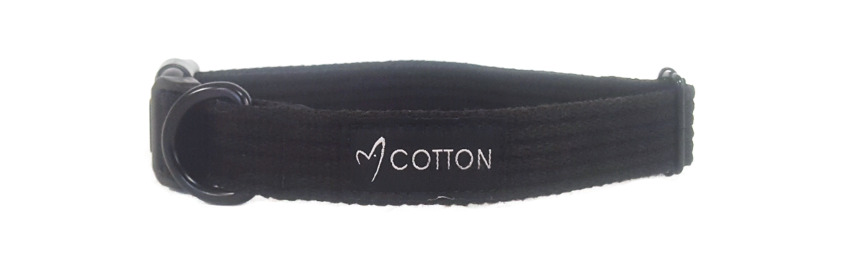 Gor Pets Cotton Adjustable Dog Collar Large - Black