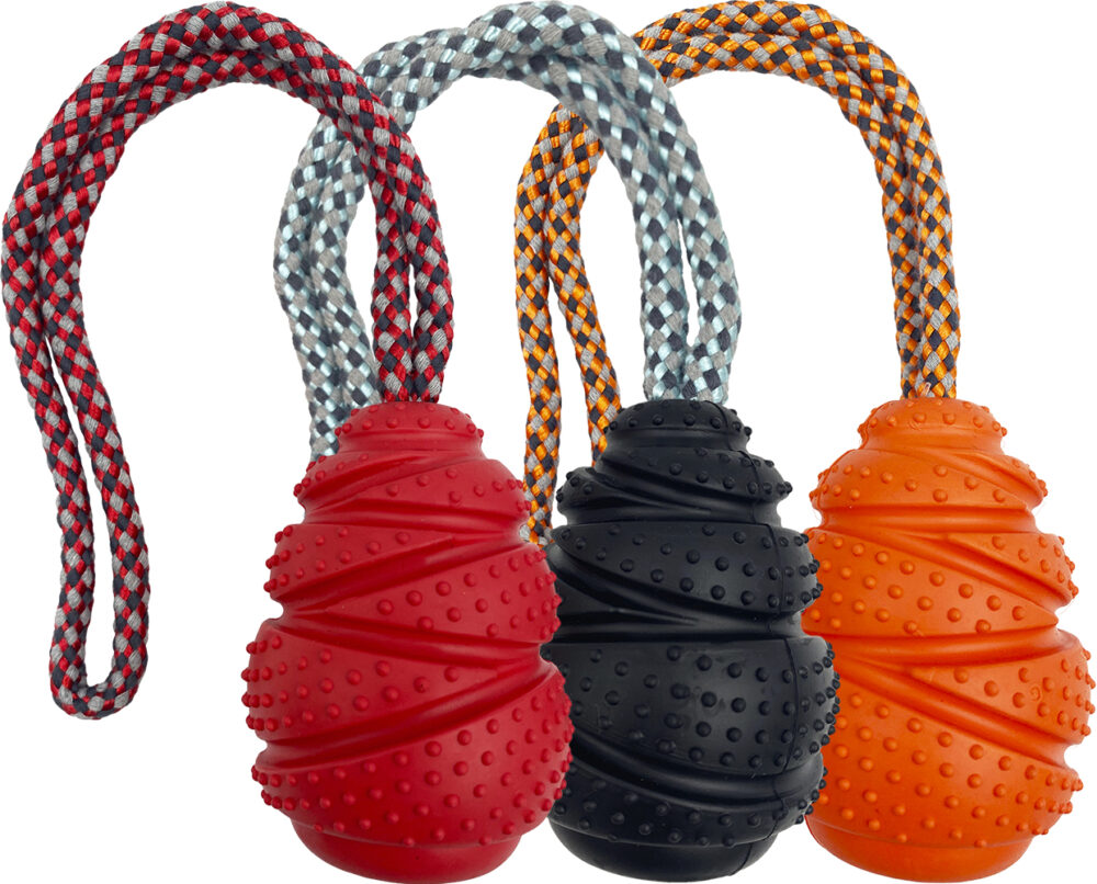 TPR Rubber Dog Toy Cone with Rope Handle – Medium