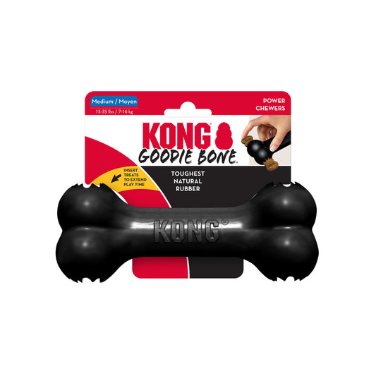KONG Goodie Bone Extreme Durable Treat Dispensing Dog Toy - Medium Black (18cm)
