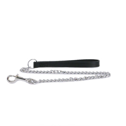 Ancol Heritage Leather Heavy Chain Lead Black 80cm 50kg