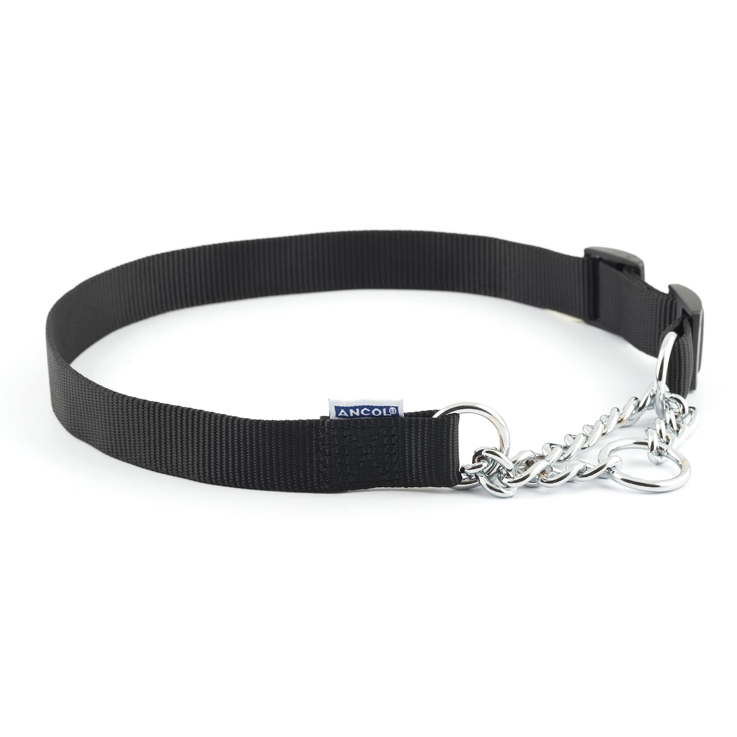 Ancol Nylon Check Chain Collar Black Size 2-4