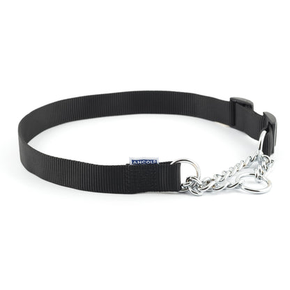 Ancol Nylon Check Chain Collar Black Size 2-4