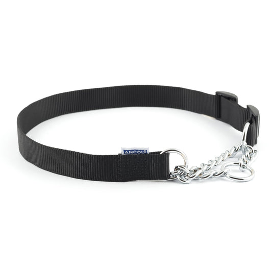 Ancol Nylon Check Chain Collar Black Size 2-4