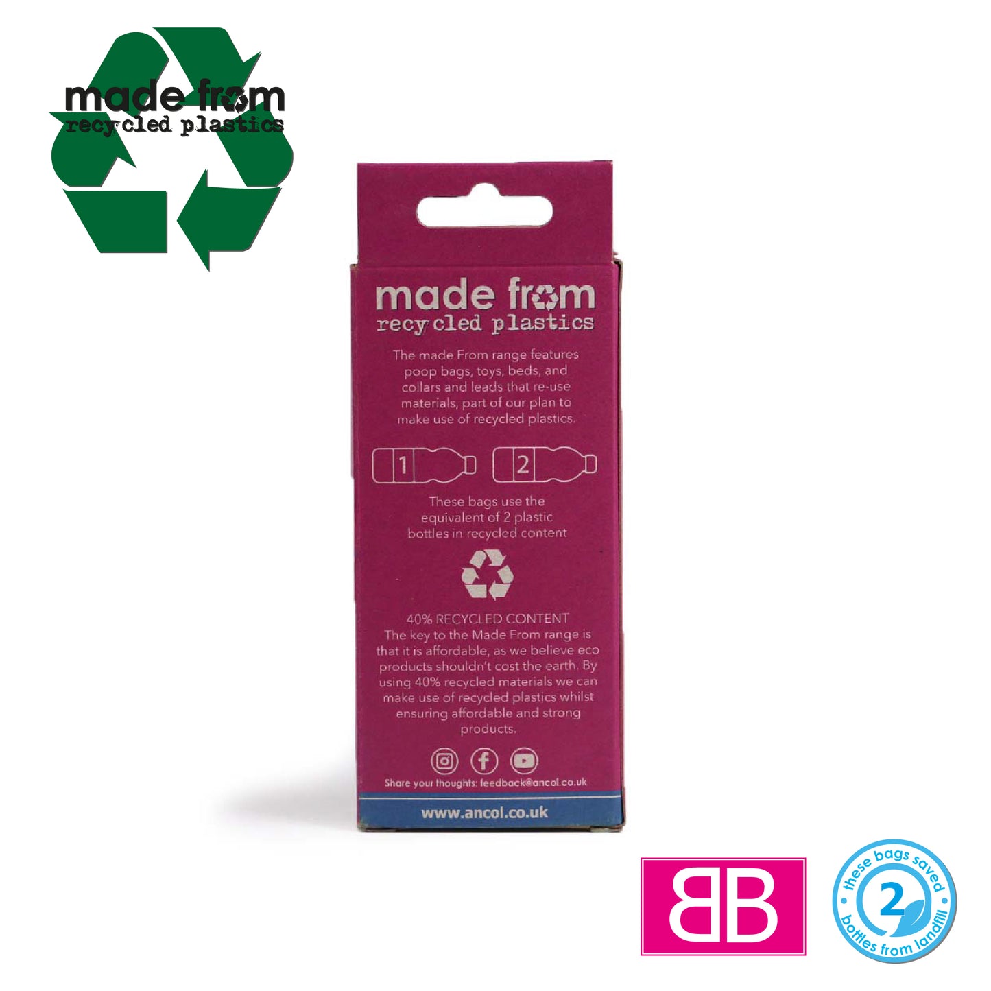 Ancol Made From Scented Poop Bag 4 Refill Pack