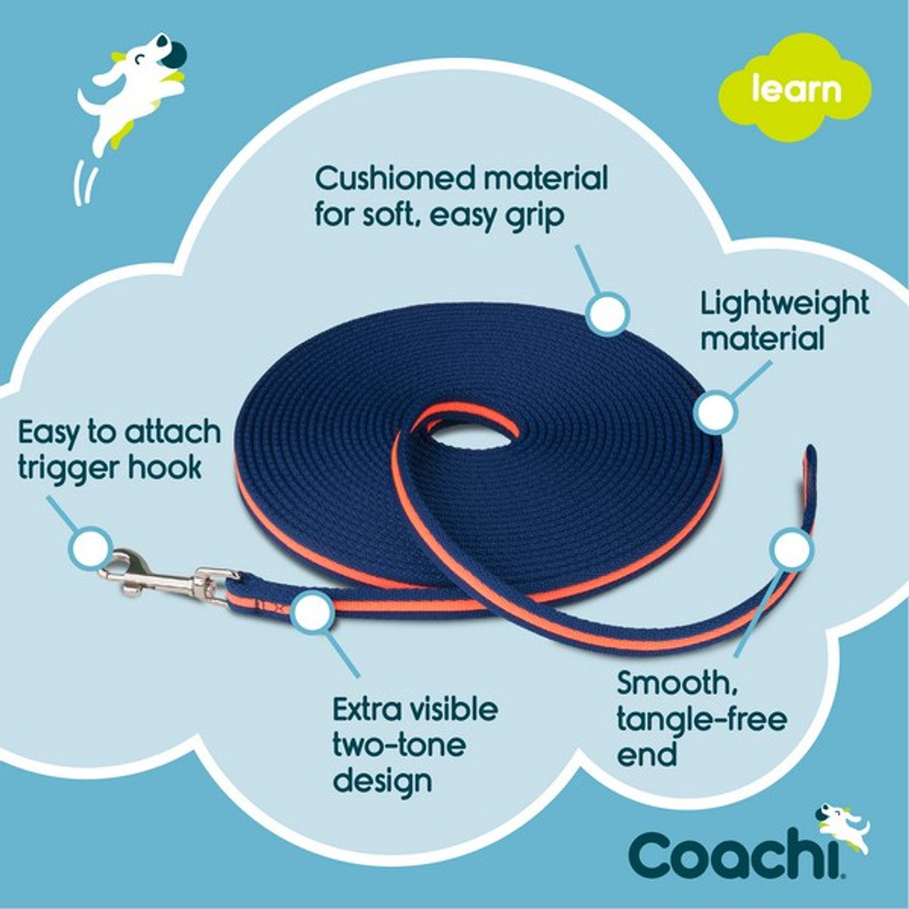 Company of Animals Coachi Training Line Navy & Coral 10m