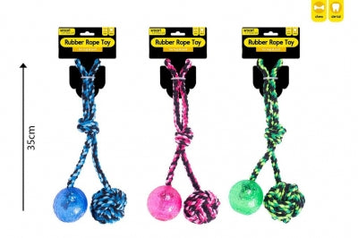 Rubber Ball And Rope Dog Toy