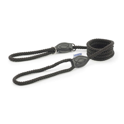 Ancol Heritage Rope Slip & Control Lead Combination Black 1.5mx12mm