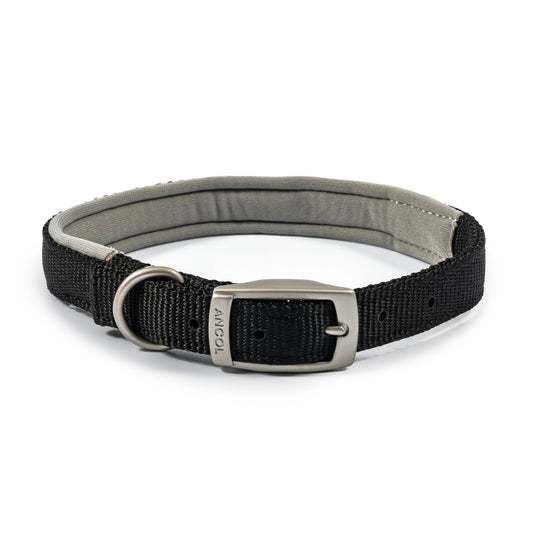 Ancol Viva Padded Buckle Collar Black Size 8