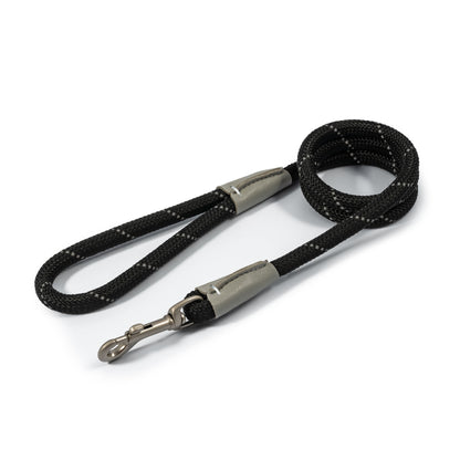 Ancol Viva Rope Lead Reflective Black 1.07mx12mm 50kg