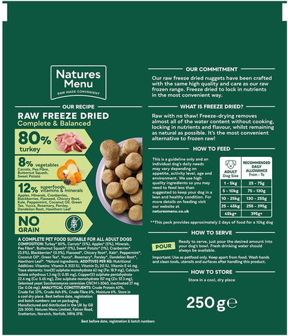 Natures Menu Freeze Dried Dog Food 80/20 Turkey 250g