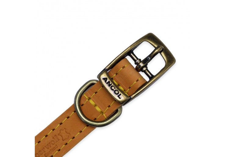 Ancol Timberwolf Leather Collar Mustard