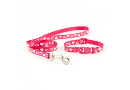 Ancol Small Bite Heart Collar & Lead Set Pink
