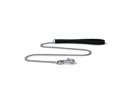Ancol Leather Chain Lead - 87cm Fine Chain