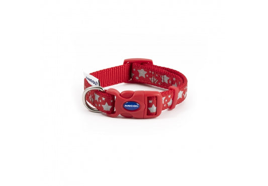 Ancol Red Reflective Stars Collar Small 20-30cm