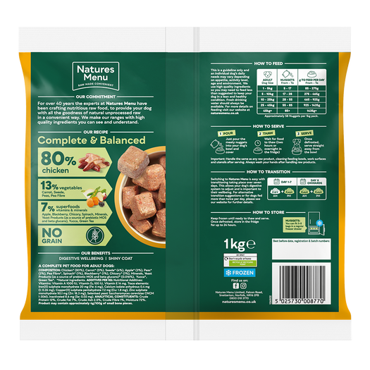 Natures Menu Complete & Balanced 80/20 Nuggets Chicken 1kg