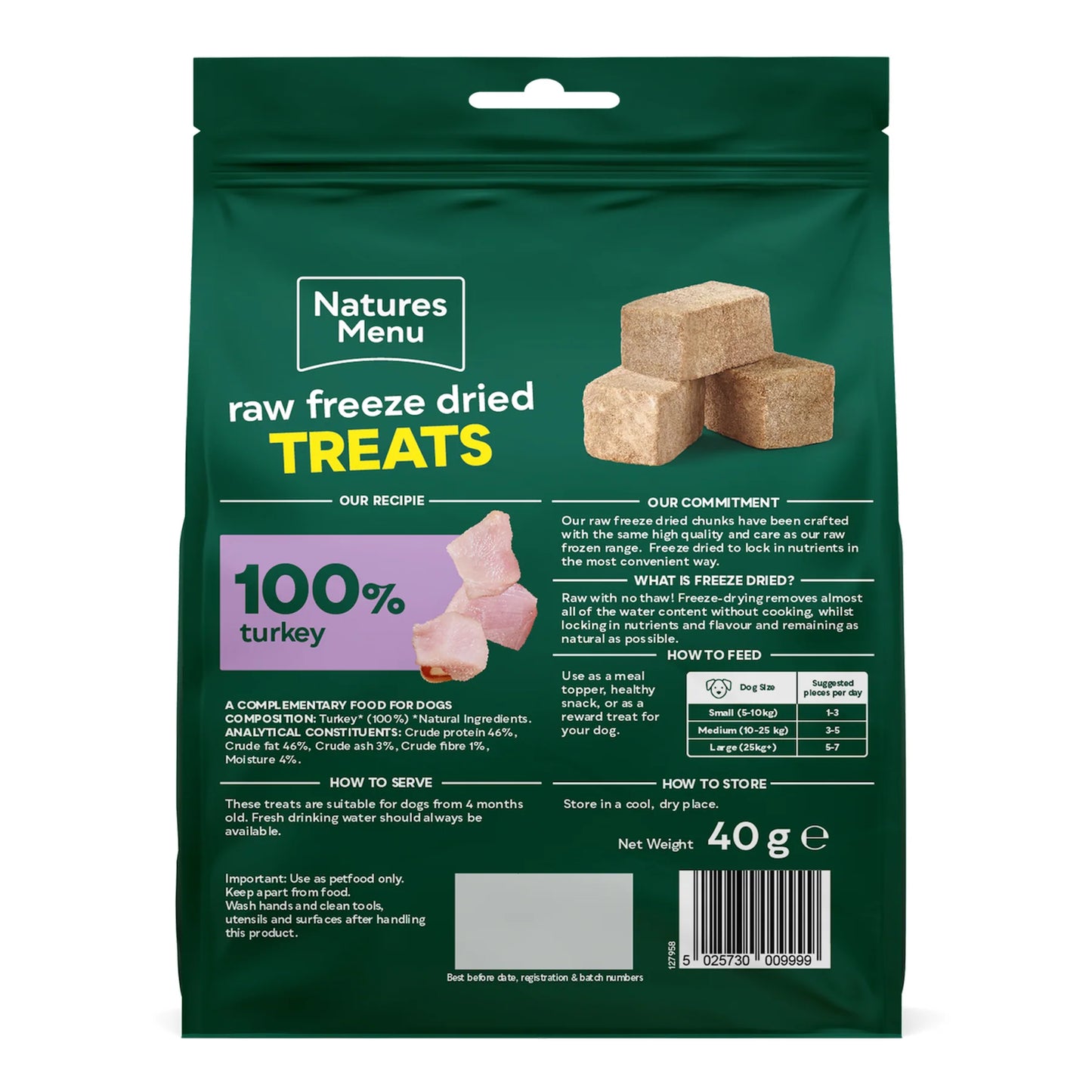 Natures Menu Freeze Dried Turkey Chunks 40g