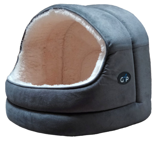 Gor Pets Nordic Hooded Soft Fleece Machine Washable Cat/dog Bed - Small Grey