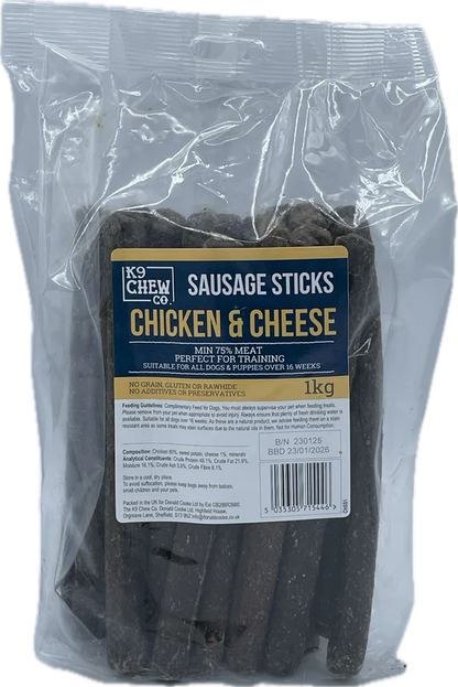K9 Chew Co. Chicken and Cheese Sausage Sticks 1kg