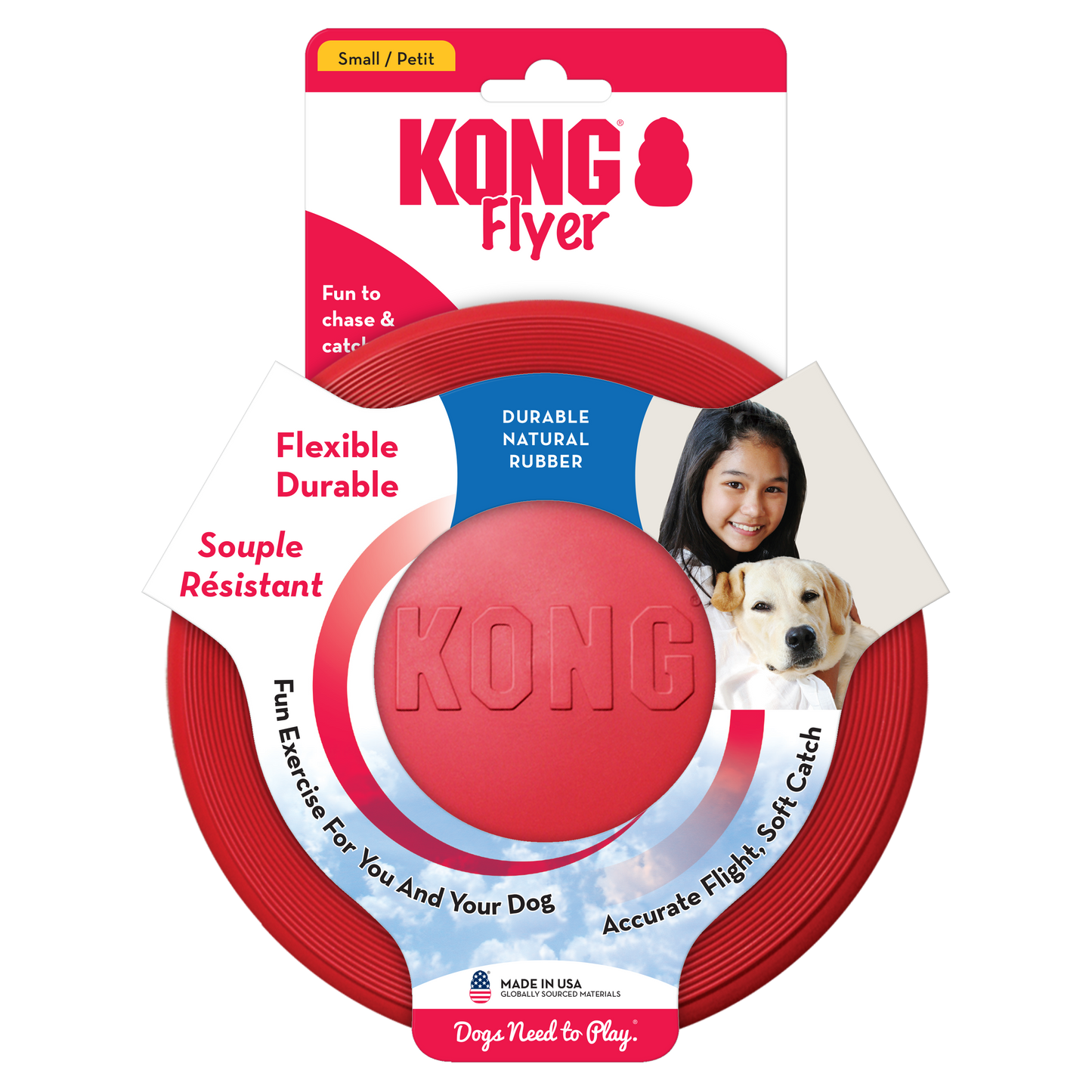 KONG Flyer Durable Flying Disc Dog Toy - Small Red (17.5cm)