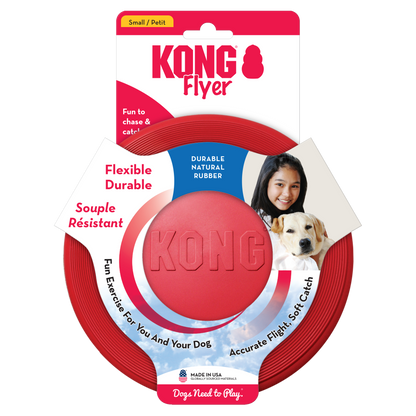 KONG Flyer Durable Flying Disc Dog Toy - Small Red (17.5cm)