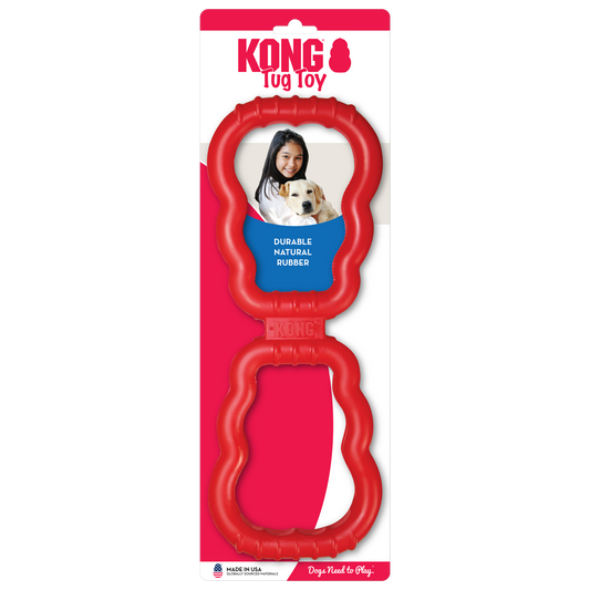 KONG Tug Durable Rubber Tug Dog Toy - Large Red (32cm)