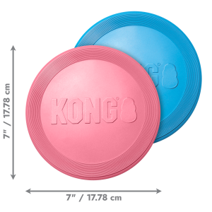 KONG Puppy Durable Flying Disc Dog Toy - Small Blue/Pink (17.5cm)