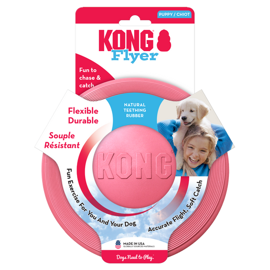 KONG Puppy Durable Flying Disc Dog Toy - Small Blue/Pink (17.5cm)