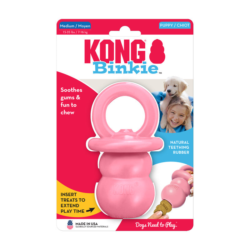 KONG Puppy Binkie Treat Dispensing Dog Toy - Medium Blue/Pink (13cm)