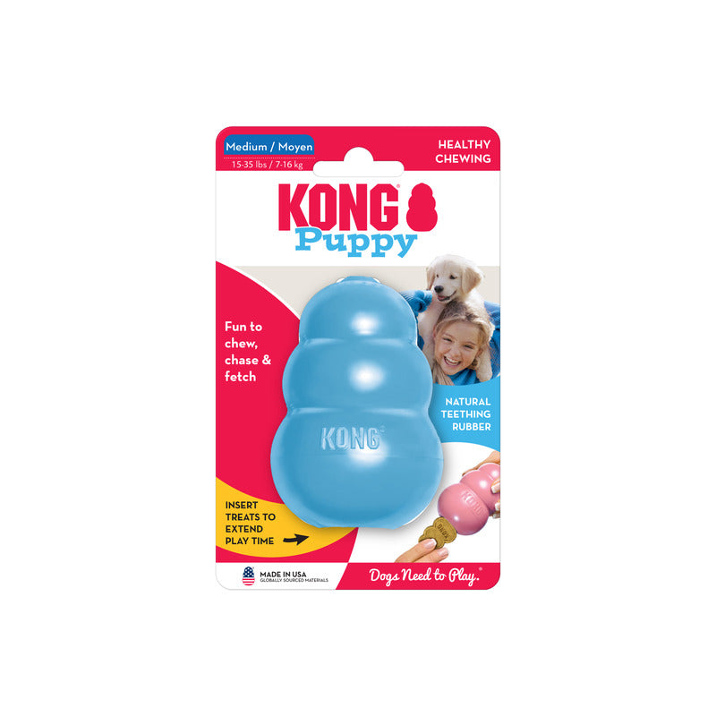 KONG Puppy Durable Chew Dog Toy - Medium Blue/Pink (8.5cm)