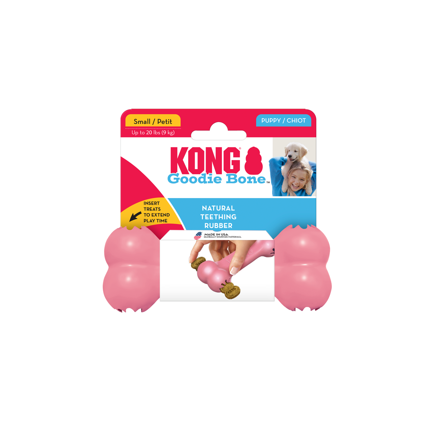 KONG Puppy Goodie Bone Treat Dispensing Dog Toy - Small Blue/Pink (13cm)Dog Dog