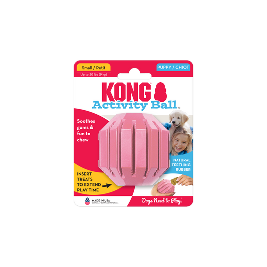 KONG Puppy Activity Ball Treat Dispensing Dog Toy - Small Blue/Pink (6cm)Dog Dog