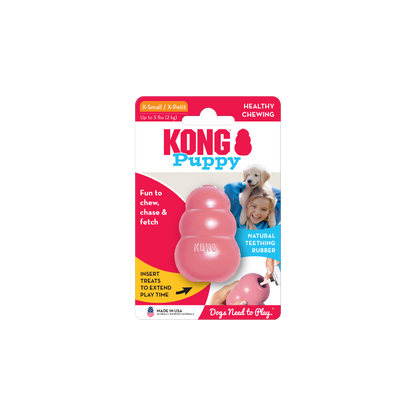 KONG Puppy Durable Chew Dog Toy - X-Small Blue/Pink (5.5cm)