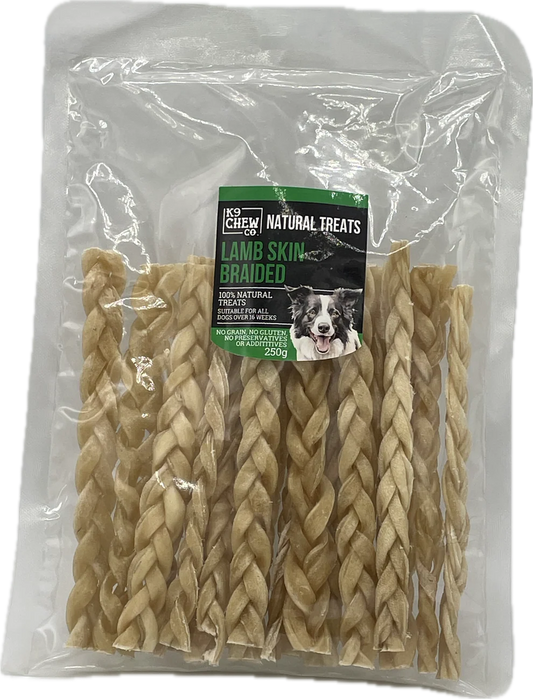 K9 Chew Co Mini Lamb Skin Braids 250g