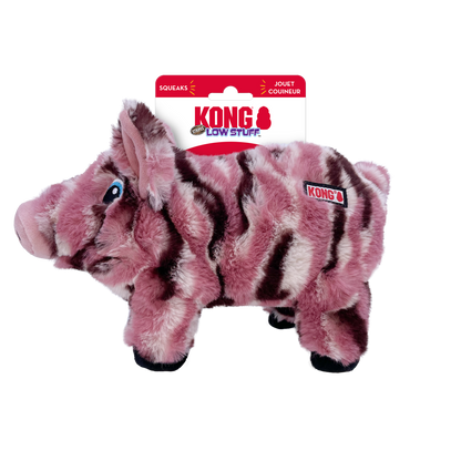 KONG Low Stuff Stripes Pig Squeaky Plush Dog Toy - Medium