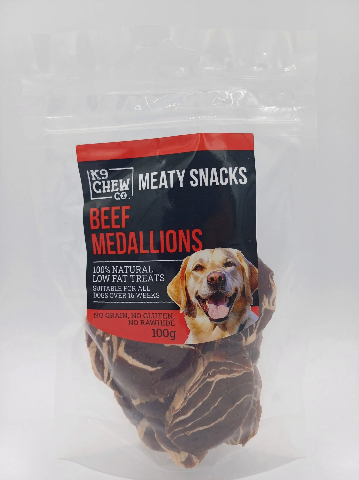 K9 Chew Co. Meaty Snacks Beef Medallions 100g