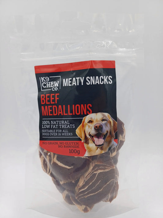 K9 Chew Co. Meaty Snacks Beef Medallions 100g