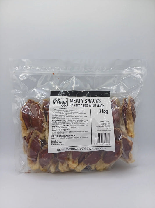 K9 Chew Co. Meaty Snacks Rabbit Ears with Duck 1kg