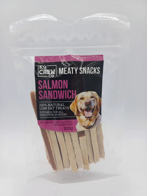 K9 Chew Co. Meaty Snacks Salmon Sandwich 100g